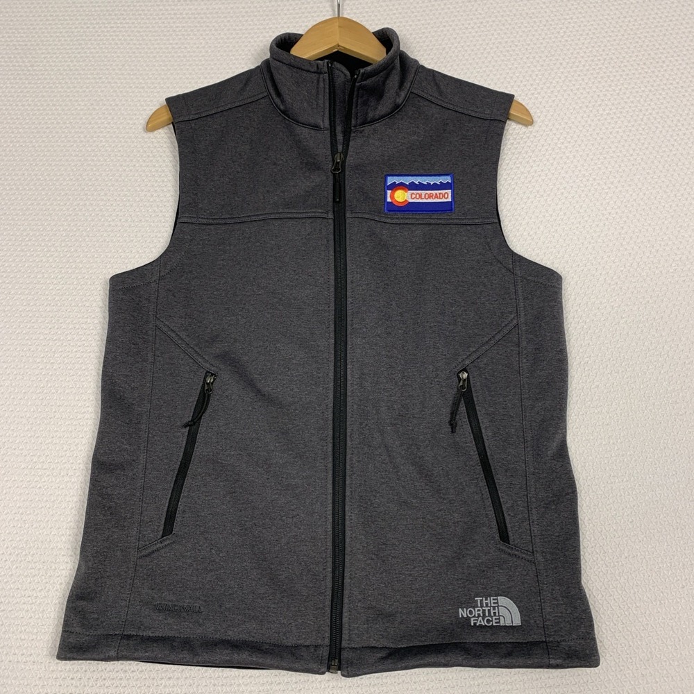 The North Face Windwall Vest Mens Small Grey Colorado Patch Softshell